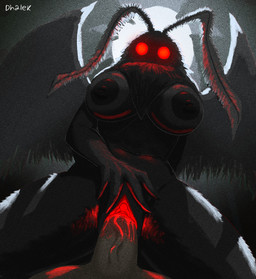 antennae_(anatomy) big_breasts black_body bodily_fluids breasts duo erection female female_penetrated first_person_view fur genital_fluids genitals glowing glowing_eyes hair looking_at_viewer low-angle_view male male/female male_penetrating male_penetrating_female male_pov nipples nude penetrating_pov penetration penile penis red_eyes sex stare vaginal vulva wings dhalek mythology mothman arthropod cryptid human humanoid insect lepidopteran mammal monster moth absurd_res digital_media_(artwork) hi_res