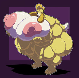 4_fingers 4_toes accessory anthro anthrofied areola big_areola big_breasts big_muscles big_nipples biped black_lips black_nose blonde_hair blue_eyes breasts calf_muscles countershade_breasts countershade_face countershade_fur countershading deltoids dipstick_tail feet female female_anthro fingers floppy_ears fur hair hair_accessory hairband hand_on_own_breast hands_on_own_breasts huge_areola huge_breasts huge_muscles huge_nipples humanoid_hands hyper hyper_breasts hyper_muscles lips long_ears looking_at_viewer markings multicolored_body multicolored_fur muscular muscular_anthro muscular_arms muscular_female muscular_thighs narrowed_eyes nipples nude nude_anthro nude_female one_eye_closed open_mouth open_smile outline pink_areola pink_nipples plantigrade presenting presenting_breasts purple_background quads red_hairband shadow simple_background smile smiling_at_viewer solo standing tail tail_markings teeth thick_bottom_lip three-quarter_view tied_hair toes triceps two_tone_body two_tone_fur whisker_spots white_body white_countershading white_fur white_outline yellow_body yellow_fur bobert animal_crossing nintendo isabelle_(animal_crossing) canid canine canis domestic_dog mammal shih_tzu toy_dog absurd_res digital_drawing_(artwork) digital_media_(artwork) full-length_portrait hi_res portrait shaded