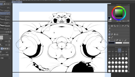 anthro art_program_in_frame balls bed belly big_belly flaccid foreskin furniture genitals humanoid_genitalia humanoid_penis kemono lying male navel overweight overweight_male partially_retracted_foreskin penis solo user_interface sigenoya takotyutyu canid canine mammal raccoon_dog tanuki 2021