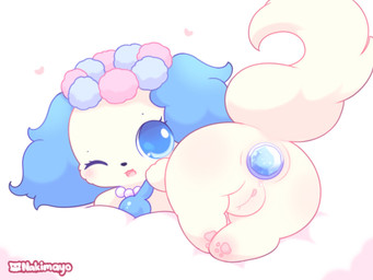 anal anal_masturbation anal_penetration bed black_nose blue_body blue_ears blue_eyes blue_fur blush body_blush buttplug female feral flower flower_crown fluffy fluffy_ears fluffy_tail fur furniture gem genitals heart_symbol humanoid_genitalia humanoid_genitalia_on_feral humanoid_vulva humanoid_vulva_on_feral jewel_buttplug jewelry looking_at_viewer looking_back masturbation necklace one_eye_closed pawpads penetration pink_pawpads pink_vulva plant plug_(sex_toy) sex_toy smile smiling_at_viewer solo tail tan_body tan_fur vulva vulva_blush nakimayo jewelpet sanrio sega sega_fave sapphie_(jewelpet) canid canine canis domestic_dog mammal 4:3 digital_drawing_(artwork) digital_media_(artwork) hi_res