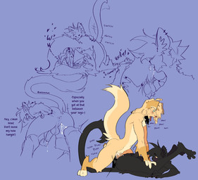 4_fingers anal anal_penetration anthro anthro_on_anthro anthro_penetrated anthro_penetrating anthro_penetrating_anthro anus ass_up backsack ball_tuft balls black_body black_fur black_nails black_nose blush blush_lines bodily_fluids breath butt butt_in_face colored_nails countershade_fur countershade_torso countershading dialogue duo eagle_position ear_piercing fingers floppy_ears foreskin from_front_position fur genitals glans green_eyes green_sclera head_tuft heart_symbol humanoid_genitalia humanoid_penis inner_ear_fluff kinky_hair looking_pleasured male male/male male_on_bottom male_on_top male_penetrated male_penetrating male_penetrating_male male_rimmed male_rimming male_rimming_male monotone_body monotone_fur nails nude nude_anthro nude_male on_bottom on_top oral panting pawpads penetration penile penile_penetration penis penis_in_ass piercing plap purple_background red_nose rimming rimming_male saggy_balls saliva saliva_on_anus saliva_string sex simple_background size_difference spread_anus spreading tail text thrust_lines tongue tongue_out tuft yellow_body yellow_eyes yellow_fur yellow_sclera nerunaur leonardo_soleon samuel_limbo canid canine canis domestic_cat domestic_dog felid feline felis mammal 2026 artist_name digital_media_(artwork) english_text hi_res