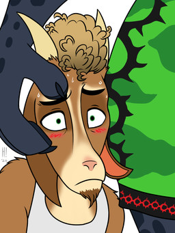 anthro basketball_uniform black_body black_fur blush bodily_fluids brown_body brown_fur brown_hair clothing duo female fur hair larger_female male male/female melanistic predator/prey size_difference sportswear sweat uniform heresy_(artist) blacked_hand goat_(movie) sony_corporation sony_pictures jett_fillmore will_harris bovid caprine felid goat leopard mammal pantherine 3:4 hi_res meme