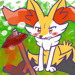ambiguous_anthro ambiguous_gender anthro blush blush_stickers bodily_fluids cooking drooling fire food front_view hands_between_legs leaf open_:3 plant roasting saliva sitting solo steam stick sweet_potato vegetable annyui0611 nintendo pokemon braixen canid generation_6_pokemon mammal pokemon_(species) 1:1 2024 digital_drawing_(artwork) digital_media_(artwork) full-length_portrait hi_res japanese_description portrait translated_description
