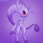 anthro blush bodily_fluids breasts clitoris female floating genital_fluids genitals heart_symbol looking_at_viewer nipples nude nude_anthro nude_female pussy small_breasts smile smiling_at_viewer solo vaginal_fluids blubluumon nintendo pokemon generation_6_pokemon legendary_pokemon mega_evolution mega_mewtwo mega_mewtwo_y pokemon_(species) hi_res