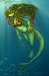 anthro bikini clothed clothing feet female hair membrane_(anatomy) skimpy solo swimwear tail tight_clothing toes two-piece_swimsuit underwater water webbed_feet webbed_hands conditional_dnp jameless fish marine shark hi_res