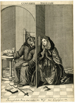 ambiguous_feral ambiguous_gender anthro beads biped book checkered checkered_floor christian_cross christian_symbol claws clothed clothed_anthro clothed_female clothed_human clothed_male clothing confession_booth cross cross_necklace detailed_background dress duo_focus etching_(artwork) female female_human feral finger_claws fur furniture group hood inside jewelry kneeling male male_anthro necklace prayer_beads priest priest_robes print_(medium) religion religious_clothing religious_confession religious_symbol robe rosary satire sitting table text toe_claws anonymous_artist christianity public_domain bovid canid canine canis caprine human mammal sheep wolf 17th_century ancient_art english_text hi_res latin_text monochrome traditional_media_(artwork) translated