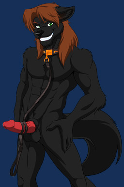 2014 abs animal_genitalia anthro balls biceps big_penis black_fur brown_hair canine canine_penis collar erection fur green_eyes hair knot leash long_hair looking_at_viewer male mammal muscles nude pecs penis plain_background pose sapphwolf_(artist) smile solo teeth wolf yamato_iouko
Rating: Explicit
Score: 9
User: FenrirEX
Date: April 13, 2014
