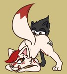 3_toes ambiguous_fluids anthro ass_up black_body breasts brown_eyes butt duo feet female hair jack-o'_pose licking male male/female pose red_hair tail toes tongue white_body yellow_eyes arturfox chara_senko_yukimoto canid canine eulipotyphlan fox hedgehog mammal