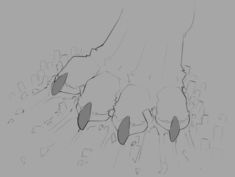 ambiguous_gender anthro big_feet big_pawpads city city_destruction destroyed_building destruction feet foot_fetish foot_focus macro pawpads stomping iggythelizzy canid canine mammal 4:3 hi_res monochrome