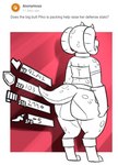 4_horns anthro ask_blog big_butt bra butt clothing english_text exposed_butt female horn kobold meme multi_horn piko_(simplifypm) potoobrigham scalie short_stack solo standing tail text thick_tail underwear