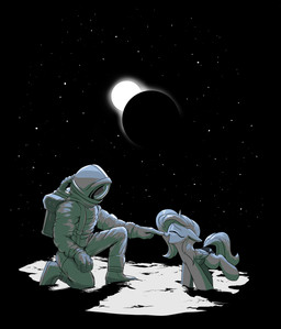 ambiguous_gender astronaut boop duo earth female feral horn kneeling planet star sun wings rocket-lawnchair friendship_is_magic hasbro my_little_pony mythology princess_luna_(mlp) equid equine mammal mythological_creature mythological_equine winged_unicorn absurd_res hi_res