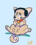 collar electronics female feral genitals headgear headphones headset humanoid_genitalia humanoid_vulva looking_at_viewer presenting sitting sitting_on_ground solo tail tongue tongue_out vulva chameleonark2307 konami silent_hill mira_(silent_hill) canid canine canis domestic_dog mammal shiba_inu spitz 4:5 digital_media_(artwork) pixel_(artwork)