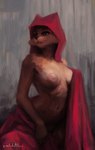 2018 anthro areola black_nose breasts brown_eyes canid canine cheek_tuft clothed clothing digital_media_(artwork) digital_painting_(artwork) disney facial_tuft female fox fur glistening glistening_body headdress hi_res maid_marian mammal navel nipples nude one_breast_out partially_clothed pixelsketcher puffy_areola red_fox robin_hood_(disney) smile solo true_fox tuft wimple