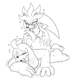 3_toes 5_fingers age_difference anal anal_penetration anthro ass_up big_butt black_nose blush bodily_fluids butt butt_grab drooling duo ear_blush eyes_closed facial_hair fangs feet fingers hair hand_on_butt male male/male mustache older_male open_mouth penetration penile penile_penetration penis_in_ass saliva size_difference small_dom_big_sub sweaty_sex tail tail_motion tailwag teeth toes tremble_spikes younger_dom_older_sub younger_male shenadical sega sonic_the_hedgehog_(series) the_murder_of_sonic_the_hedgehog conductor_(sonic) silver_the_hedgehog canid canine canis domestic_dog eulipotyphlan hedgehog mammal hi_res monochrome