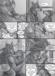^_^ anthro bottomwear canid canine canis clothed clothing comic dialogue duo ear_piercing ear_ring ears_back english_text eye_contact eyes_closed fox fully_clothed greyscale hands_on_shoulders kissing larger_male licking looking_at_another love male male/male mammal marcus_(rukis) monochrome open_clothing open_mouth open_shirt open_smile open_topwear pants piercing pivoted_ears reis ring_piercing rukis shirt size_difference smaller_male smile speech_bubble standing text tongue tongue_out topwear wolf