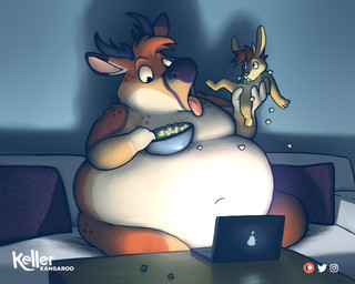 after_vore anthro belly big_belly computer electronics furniture group horn huge_belly inside laptop male overweight sitting size_difference sofa tongue tongue_out vore kellerkangaroo ray_the_buck deer mammal 2020 5:4