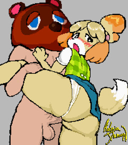4_fingers anthro anthro_penetrated anus balls bangs big_butt black_eyes blonde_hair blue_bottomwear blue_clothing blue_skirt blush bodily_fluids bottomwear bouncing_balls bouncing_butt breasts butt checkered checkered_clothing checkered_topwear checkered_vest clothed clothed_anthro clothed_female clothing clothing_aside costume cum cum_from_vagina cum_in_vagina cum_inside cum_on_butt cum_on_penis cum_splatter dipstick_tail duo erection eyebrows eyes_closed female female_on_human female_penetrated fingers from_front_position fur genital_fluids genitals green_clothing green_topwear green_vest grey_background hair hug human_on_anthro human_penetrating human_penetrating_anthro human_penetrating_female interspecies leaking_cum light_body light_skin looking_at_viewer looking_back looking_down looking_pleasured male male/female male_penetrating male_penetrating_female markings multiple_positions nude_male on_one_leg one_eye_closed open_mouth orange_body orange_fur orange_hair orgasm panties panties_aside pattern_clothing pattern_topwear pattern_vest penetration penile penile_penetration penis penis_in_vagina pupils sex shirt side_boob simple_background skirt spread_legs spreading stand_and_carry_position standing standing_sex tail tail_markings text thick_thighs thrusting tied_hair tongue topwear underwear underwear_aside upskirt upskirt_sex vaginal vaginal_penetration vest vulva white_body white_clothing white_fur white_panties white_pupils white_shirt white_topwear white_underwear window yellow_body yellow_fur adriademon animal_crossing nintendo isabelle_(animal_crossing) tom_nook_(animal_crossing) canid canine canis domestic_dog human mammal shih_tzu toy_dog 2025 2d_animation animated artist_name colored detailed digital_media_(artwork) frame_by_frame pixel_(artwork) pixel_animation signature
