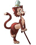 brown_body brown_fur can clothing container fur green_eyes hat hat_only headgear headgear_only headwear headwear_only looking_back male mostly_nude nude open_mouth red_nose solo tail tan_body tan_fur top_hat whiskers 4pcsset disney's_pinocchio pinocchio gideon_(pinocchio) domestic_cat felid feline felis mammal