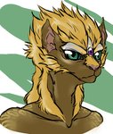 anthro blonde_hair braided_hair brown_body brown_fur fur green_background green_eyes green_sclera hair looking_at_viewer male pink_inner_ear short_hair simple_background solo vanthecheesenone_(artist) albion_(game) blue_byte_(game_developer) bradir_(albion) alien felid feline iskai_(albion) mammal bust_portrait digital_media_(artwork) portrait