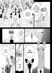 anthro clothed clothing dialogue eyewear female fur glasses male text namagakiokami disney zootopia lyon_carter owen_clerk tracy_siren african_wild_dog canid canine equid equine horse lagomorph leporid mammal rabbit comic english_text hi_res monochrome