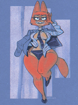 anthro big_breasts big_butt black_clothing black_footwear black_lips black_lipstick black_necktie black_panties black_shoes black_underwear blue_background blue_clothing blue_jacket blue_topwear breasts butt clothed clothing eyewear female footwear fur glasses jacket lips lipstick looking_at_viewer makeup necktie open_clothing open_shirt open_topwear panties red_body red_fur shirt shoes simple_background simple_eyes solo standing tan_body tan_fur text thick_thighs topwear unbuttoned unbuttoned_shirt underwear wide_hips wolftangart dreamworks the_bad_guys diane_foxington canid canine fox mammal 2021 3:4 english_text hi_res
