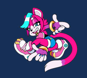 5_fingers anthro bottomwear breasts clothing female fingers footwear green_hair hair looking_at_viewer pink_clothing pink_footwear pink_shoes red_body ring shoes shorts simple_background smile solo tail transparent_background blackshirtboy phi_(scarfyace) domestic_cat felid feline felis mammal 2021 alpha_channel digital_media_(artwork) hi_res