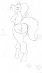 anthro butt chaps clothing cutie_mark hair heart_symbol male ponytail snowman solo steam jrvanesbroek hasbro my_little_pony fan_character jay_van_esbroek equid equine horse mammal pony 2017 digital_drawing_(artwork) digital_media_(artwork) hi_res monochrome