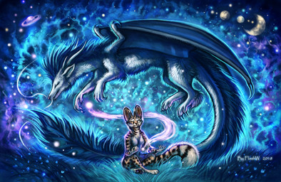 4_toes 5_fingers ambiguous_gender anthro big_ears black_body black_claws black_fur black_lips black_nose black_spots black_stripes blue_flower blue_mane blue_membrane breasts butt claws countershade_torso countershading crossed_legs detailed_background detailed_fur digitigrade dipstick_tail duo ear_markings ears_back eyes_closed facial_markings fangs featureless_breasts feet female feral fingers flower fluffy fluffy_tail flying front_view fur gloves_(marking) glowing grass head_markings hindpaw horn humanoid_hands inner_ear_fluff leg_markings lips long_mouth magic magic_user mane markings membrane_(anatomy) membranous_wings multicolored_tail nature night nude outside pawpads paws pink_pawpads pivoted_ears planet plant retractable_claws shadow side_view sitting size_difference sky smile snout socks_(marking) space spacescape spots spotted_body spotted_fur spread_wings star starry_sky striped_body striped_fur striped_markings striped_tail stripes tail tail_markings tan_body tan_fur teeth toes tuft whiskers white_body white_countershading white_fur white_markings wind wings flashw mythology aiza_(flashw) white_dragon_(bottlenose) dragon felid feline furred_dragon furred_scalie mammal mythological_creature mythological_scalie scalie serval 2018 detailed digital_media_(artwork) hi_res
