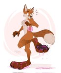 4_toes anthro big_feet dipstick_tail expansion feet foot_expansion foot_growth fur gloves_(marking) growth_potion huge_feet leg_markings liquid looking_at_foot male markings nude pawpads paws raised_leg red_body red_fur socks_(marking) soles solo sparkles surprised_expression tail tail_markings toes toony wet_feet white_body white_fur strawbear canid canine fox mammal hi_res