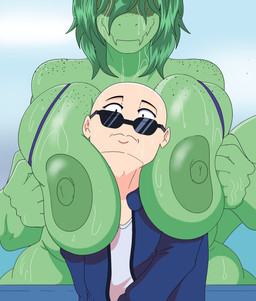 anthro areola big_breasts blue_clothing blue_jacket blue_topwear breasts canon_couple clothed clothed_human clothed_male clothing duo eyewear female fingers freckled_breasts freckled_face freckled_shoulders freckles front_view green_areola green_body green_hair green_nipples hair head_between_breasts huge_breasts human_on_anthro humanoid_hands interspecies jacket larger_anthro larger_female looking_at_viewer male male/female medium_hair nipple_dip nipples non-mammal_breasts non-mammal_nipples open_clothing open_jacket open_topwear overweight overweight_anthro overweight_female purple_bikini_top romantic romantic_couple shirt size_difference smile sunglasses surprised tail topwear white_clothing white_shirt white_topwear theshamelessfreak cavemanon_studios i_wani_hug_that_gator inco_(iwhtg) olivia_halford baryonyx dinosaur human mammal prehistoric_species reptile saurischian scalie spinosaurid theropod colored hi_res shaded