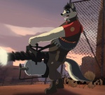 anthro gatling_gun gun holding_gun holding_object holding_ranged_weapon holding_weapon machine_gun male minigun ranged_weapon solo tail weapon milodesty team_fortress_2 valve heavy_(team_fortress_2) canid canine canis mammal wolf