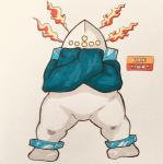 2018 alternate_color ambiguous_gender belly biped blue_body blue_skin crossed_arms elemental_creature elemental_humanoid english_text fakemon featureless_crotch featureless_feet feet fighting_pose fire firefightdex fist front_view full-length_portrait fused_toes generation_3_pokemon gloves_(marking) hatching_(art) hi_res humanoid ice ice_creature jewish_mythology legendary_pokemon marco_fanjul marker_(artwork) markings mineral_fauna mineral_humanoid mixed_media multi_eye multicolored_body multicolored_skin mythological_creature mythological_golem mythology nintendo no_pupils nude overweight overweight_ambiguous overweight_humanoid pen_(artwork) pokemon pokemon_(species) portrait pose pseudo_clothing regice shaded shadow simple_background solo spread_legs spreading standing text thick_thighs toony traditional_media_(artwork) two_tone_body two_tone_skin white_background white_body white_skin wide_stance yellow_eyes