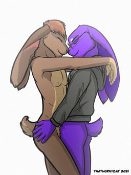 anthro clothing duo eyewear female glasses hoodie male male/female topwear thathornycat hare lagomorph leporid mammal rabbit colored hi_res shaded