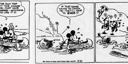 4_fingers anthro beach bottomwear canoe clothed clothing club_(weapon) dialogue fingers footwear group loincloth male melee_weapon onomatopoeia open_mouth outside pants polearm question_mark racism rope shoes sound_effects spear speech_bubble tail text vehicle water watercraft weapon walt_disney_(artist) win_smith disney public_domain mickey_mouse mammal mouse murid murine rodent 1930 20th_century absurd_res ancient_art black_and_white comic english_text hi_res monochrome