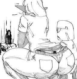 big_butt big_ears bottomwear butt butt_cleavage butt_focus clothing crouching dark_body dark_skin denim denim_bottomwear denim_clothing duo female hair humanoid_pointy_ears jeans long_hair not_furry pants panty_peek pointy_ears rear_view shirt simple_background solo_focus thick_thighs thong_straps topwear wardrobe_malfunction whale_tail_(fashion) white_background gutsbro jewish_mythology mythology plus-sized_elf kuroeda_(plus-sized_elf) dark_elf elf humanoid mammal mythological_creature mythological_golem 2021 digital_media_(artwork) greyscale monochrome sketch