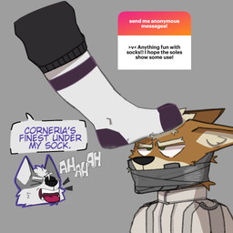 annoyed anthro bound clothing dirty dirty_clothing dirty_socks duct_tape duo feet foot_fetish footwear gag humiliation male male/male restraints simple_background sock_fetish socks straitjacket tape tape_gag text mrpawpaw ngl nintendo star_fox fox_mccloud wolf_o'donnell 1:1 digital_media_(artwork) english_text hi_res