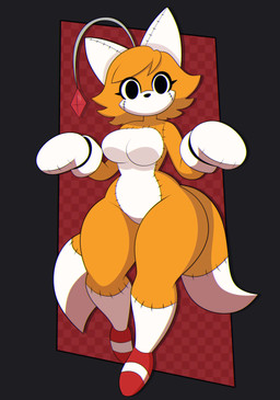 2_tails anthro big_breasts biped black_eyes black_nose breasts crossgender doll eyelashes featureless_breasts featureless_crotch female hair mtf_crossgender multi_tail plushie seam_(sewing) solo stitch_(sewing) tail thick_thighs white_sclera wide_hips superbage sega sonic_the_hedgehog_(series) tails_doll animate_inanimate canid canine fox living_plushie mammal 2025 absurd_res hi_res