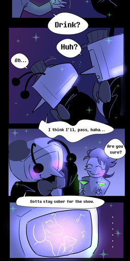 blush clothing cocktail_glass container cup dialogue drinking_glass duo electronics for_a_head glass glass_container glass_cup hat headgear headwear male not_furry screen screen_face television text spmtnlove deltarune undertale_(series) spamton_g._spamton tenna_(deltarune) toriel addison_(deltarune) humanoid object_head screen_head tv_head absurd_res comic digital_media_(artwork) english_text hi_res