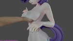 16:9 3d_(artwork) 4k absurd_res anthro anthrofied big_breasts breasts digital_media_(artwork) disembodied_hand duo equid extremespeedslowpoke faceless_character faceless_human female friendship_is_magic grey_background hair hand_on_breast hasbro hi_res human humanoid_hands mammal my_little_pony nipples nude purple_hair rarity_(mlp) simple_background solo_focus white_body widescreen
