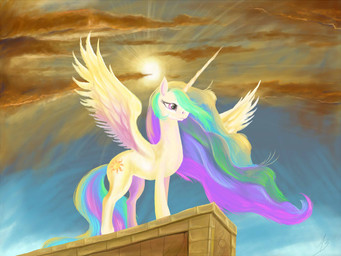 cloud cutie_mark feathered_wings feathers female feral fur hair horn multicolored_hair outside purple_eyes royalty sky solo sun white_body white_feathers white_fur wings nightshroud friendship_is_magic hasbro my_little_pony mythology princess_celestia_(mlp) equid equine mammal mythological_creature mythological_equine winged_unicorn 2014 4:3