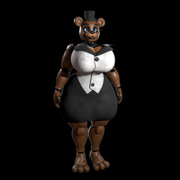 3_toes anthro big_breasts black_background black_bottomwear black_bow_tie black_clothing black_lips black_skirt blue_eyes bottomwear bow_tie breasts brown_body button_(fastener) cleavage clothed clothing crossgender curvy_figure eyelashes feet female glistening glistening_body glistening_nose hat headgear headwear hourglass_figure huge_breasts lips machine mtf_crossgender shirt simple_background skirt solo standing thick_bottom_lip thick_thighs toes top_hat topwear voluptuous voluptuous_anthro voluptuous_female white_clothing white_shirt white_topwear wide_hips octal octal_(modeler) five_nights_at_freddy's scottgames freddy_(fnaf) animatronic bear mammal robot robot_anthro 1:1 2026 3d_(artwork) absurd_res digital_media_(artwork) full-length_portrait hi_res portrait