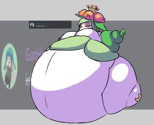 belly belly_expansion big_belly big_breasts blush body_inflation breasts expansion eyelashes female grey_background huge_belly huge_thighs hyper hyper_belly hyper_inflation hyper_thighs immobile inflation not_furry orange_sclera plant plant_hair pseudo_hair simple_background solo text thick_thighs thigh_expansion three-quarter_view white_body white_eyes bo-the-sno nintendo pokemon elemental_creature elemental_humanoid flora_fauna generation_5_pokemon humanoid lilligant plant_humanoid pokemon_(species) 2016 cel_shading colored digital_media_(artwork) english_text hi_res shaded