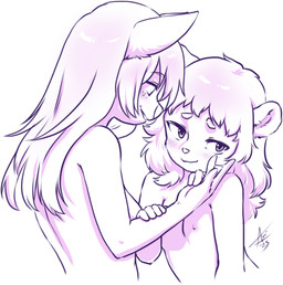 5_fingers after_fingering after_vaginal anthro anthro_on_anthro blush blush_lines bodily_fluids breasts closed_smile duo eyebrows female female/female female_anthro fingers freckled_face freckles fur genital_fluids hair humanoid_hands interspecies loli long_hair looking_at_another looking_at_partner medium_breasts mouth_closed nipples nude nude_anthro nude_female pupils simple_background small_breasts smile smiling_at_another smiling_at_partner tasteful_nudity text three-quarter_view vaginal_fluids vaginal_fluids_on_hand young young_anthro young_female aogami bear felid mammal 2025 cel_shading dated digital_drawing_(artwork) digital_media_(artwork) english_text handwritten_text hi_res line_art monochrome shaded shaded_line_art signature