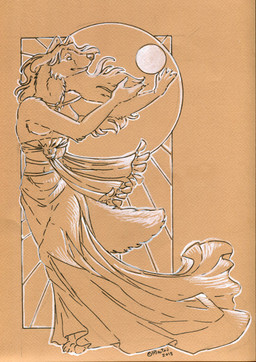 anthro breasts clothed clothing female hair solo sun topless heather_bruton canid canine canis mammal wolf 2018 monochrome