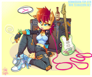 amplifier anthro big_breasts blue_eyes breasts brown_body brown_fur cigarette clothed clothing electric_guitar female fully_clothed fur guitar hair musical_instrument nipple_outline plucked_string_instrument red_hair smoking solo string_instrument wide_hips sallyhot teamacorn archie_comics sega sonic_the_hedgehog_(archie) sonic_the_hedgehog_(comics) sonic_the_hedgehog_(series) sally_acorn chipmunk ground_squirrel mammal rodent sciurid 2013
