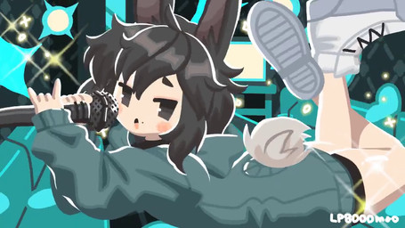 :3 ambiguous_gender beverage black_ears black_eyes black_hair bottomwear clothing electronics footwear furniture grey_clothing hair hoodie karaoke markings microphone mole_(marking) oversized_clothing rabbit_ears scut_tail shoes short_tail shorts singing sneakers sofa tail tail_motion tailwag television topwear lp8000mao animal_humanoid humanoid lagomorph lagomorph_humanoid leporid_humanoid mammal mammal_humanoid rabbit_humanoid 16:9 animated no_sound short_playtime video widescreen