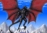 3_toes abs angry anthro black_body feet horn male membrane_(anatomy) membranous_wings red_wings scales solo tail toes wings yellow_eyes chiropteradaemonicus european_mythology mythology dragon mythological_creature mythological_scalie scalie western_dragon