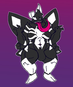 4_arms abs antennae_(anatomy) anthro arm_tuft big_breasts breasts bulge claws featureless_breasts fist gynomorph intersex long_tongue multi_arm multi_limb muscular muscular_gynomorph muscular_intersex neck_tuft null_bulge sharp_teeth shoulder_tuft solo teeth thick_thighs tongue tuft wings felineflustered marvel bryna_(felineflustered) venom_(marvel) arthropod insect lepidopteran moth symbiote low_res