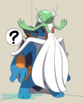 duo female humor male pseudo_clothing question_mark spread_legs spreading what mgx0 cicada_block nintendo pokemon "squirtle"_(swampert) yuno_(gardevoir) amphibian gardevoir generation_3_pokemon pokemon_(species) swampert meme