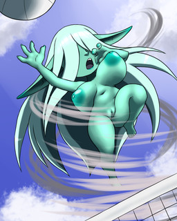 areola big_areola big_breasts big_nipples breasts female genitals hair hair_over_eyes huge_areola huge_breasts huge_nipples nipples not_furry nude puffy_areola puffy_nipples shortstack shortstack_female solo vulva wind furball meeya_(furball) goblin humanoid 2022 4:5 hi_res